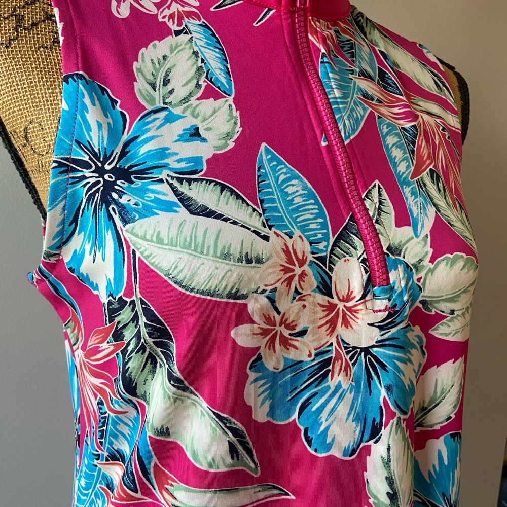 Tommy Bahama Sz M Pink and Blue Floral Women’s Mini Dress - Picture 4 of 11